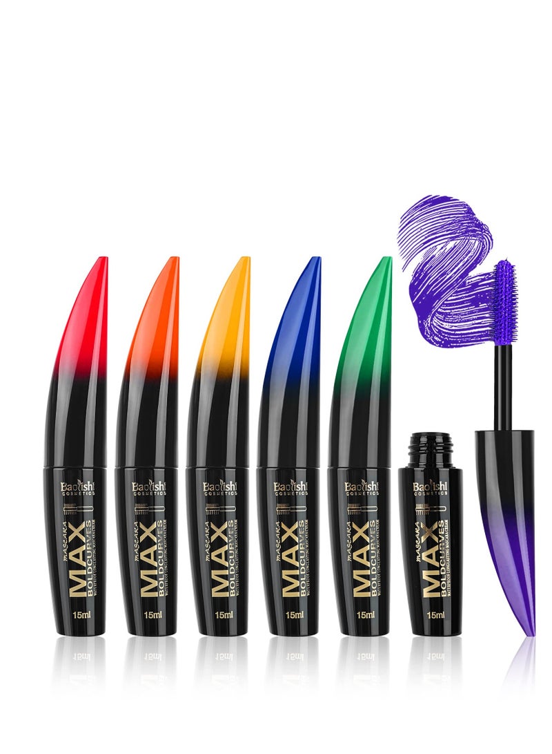 KASTWAVE 6 Colors Colored Mascara Set, Washable Mascara Makeup Volumizing for Eyelashes Charming Long Lasting Colorful Mascara for Eyelashes Eye Makeup - Image 1