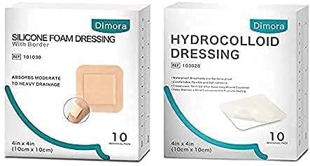Dimora 4x4 Silicone Foam Dressing with Border 10 Pack  Hydrocolloid Dressing 4 x 4 10 Pack - Image 1