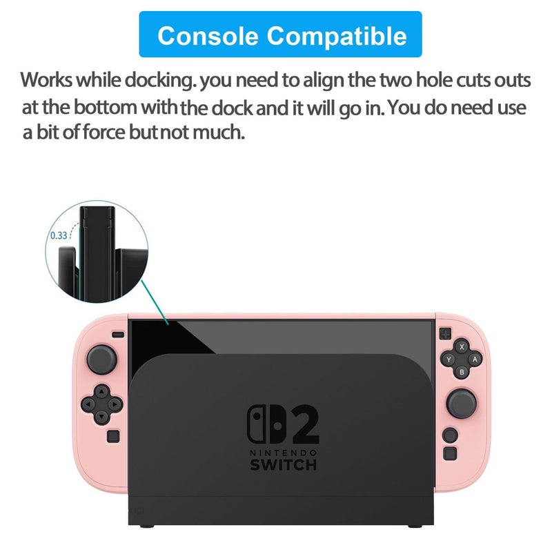 COMCOOL Dockable Case for Nintendo Switch 2 2025 - [Military Grade Drop Protection] Slim Shockproof with Anti-Fingerprint Switch 2 Protective Cover - Pink - Image 3