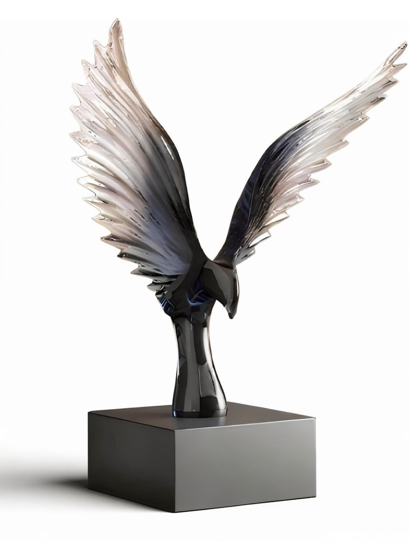 ALMiHomi Black Gradient Resin Eagle Statue – Modern Minimalist Decorative Sculpture for Office, Study, Living Room, Hotel –  31.5×22×7cm - Image 1