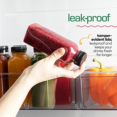 DECADORN 12 oz Plastic Juice Bottles With Caps - 45 Pack MADE IN USA Juicing Bottles Reusable - Juice Container For Fridge - Shatterproof, BPA-Free, Leak proof, Disposable & Recyclable - Image 5