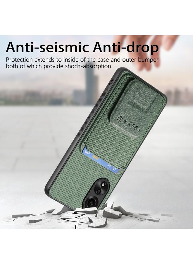 S-TOP Case For OPPO Reno5 5G Carbon Fiber Card Bag Fold Stand Phone Case - Image 4