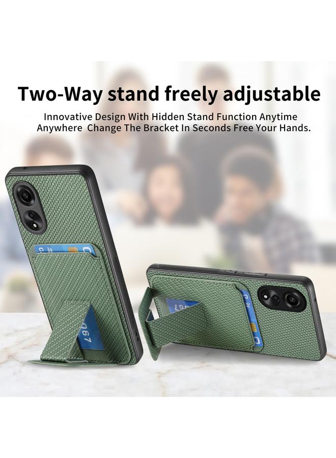 S-TOP Case For OPPO Reno5 5G Carbon Fiber Card Bag Fold Stand Phone Case - Image 2