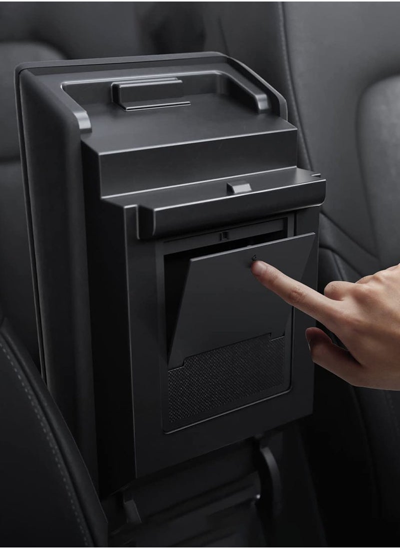 Spigen - One-Touch Hidden Storage Box (Carbon Edition) for Tesla Model 3 (2021 to 2023) and Model Y (2021 to Current) Center Console Organizer Armrest - Image 1