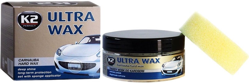 K2 Ultra CAR WAX Carnauba Polish UV Protection Deep Shine GREAT WATER BEADING 250g + Free Applicator - Image 1