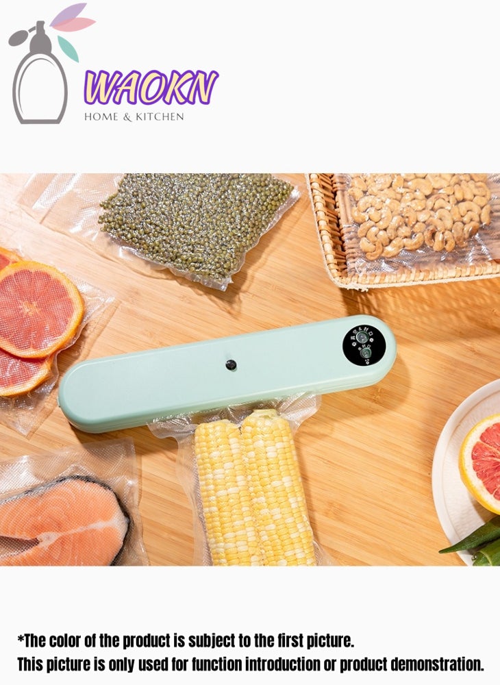 WAOKN Food Vacuum Sealer Automatic Air Sealing System for Food Dry and Moist Storage Automatic Electric Vacuum Film Sealer Packaging Machine Vacuum Packer Included 10 Pocket Bag Portable for Home Kitchen  - Image 2