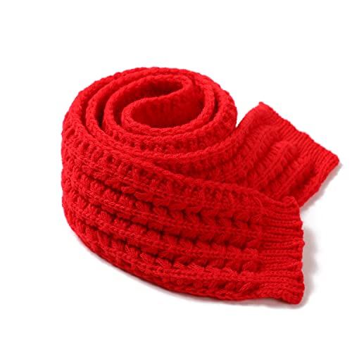 BEARUN Kids Knitted Scarf Winter Fashion Solid Color Toddler Baby Warm Scarves Wrap Neck Warmer for Girls Boys Red - Image 2