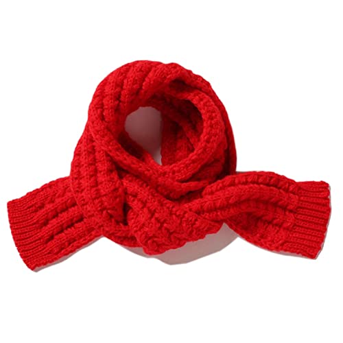 BEARUN Kids Knitted Scarf Winter Fashion Solid Color Toddler Baby Warm Scarves Wrap Neck Warmer for Girls Boys Red - Image 1