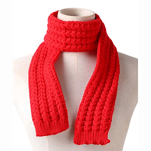 BEARUN Kids Knitted Scarf Winter Fashion Solid Color Toddler Baby Warm Scarves Wrap Neck Warmer for Girls Boys Red - Image 4