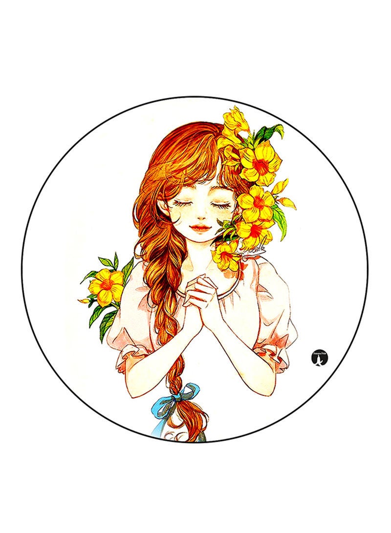 RKN Girl Printed Mouse Pad  Round  Multicolour