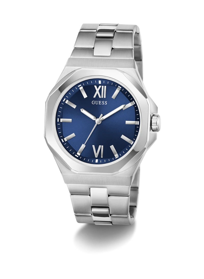 Guess Men's Silver Watch, Blue Dial | Gw0849g1 - Image 1