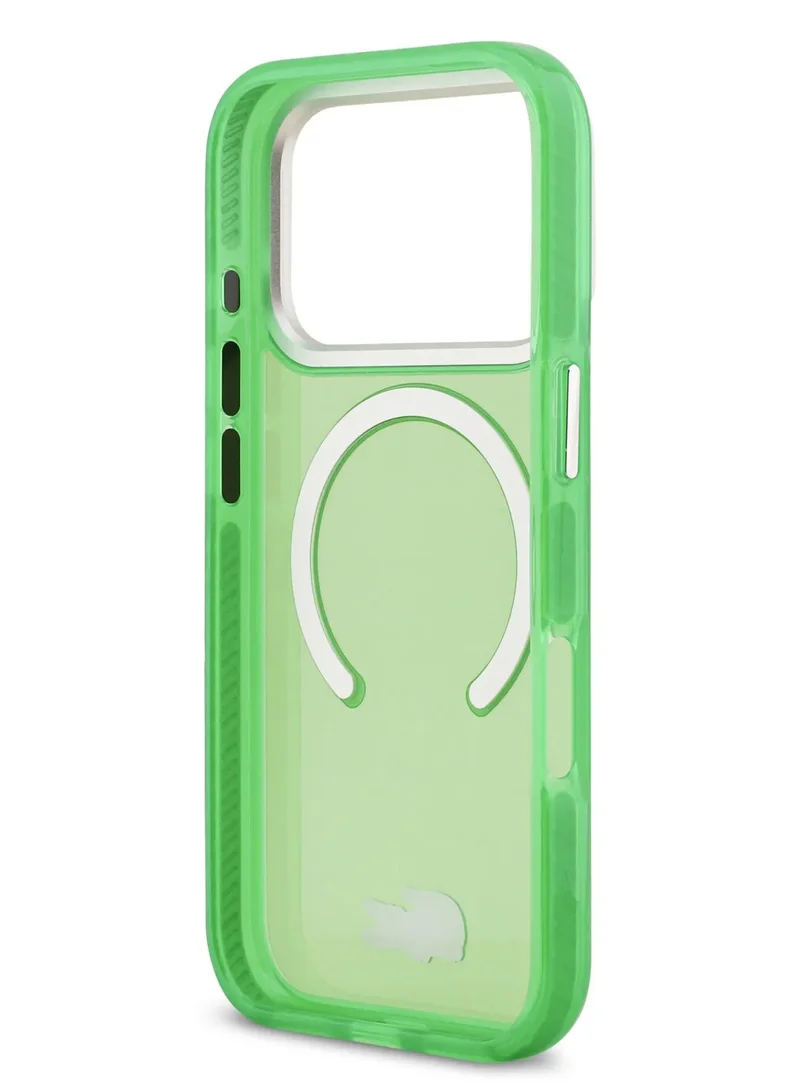 LACOSTE iPhone 17 Pro MagSafe Case / Transparent TPU+PC Case With Frosted Finish / iP 17 Pro Back Cover - Estragon Green