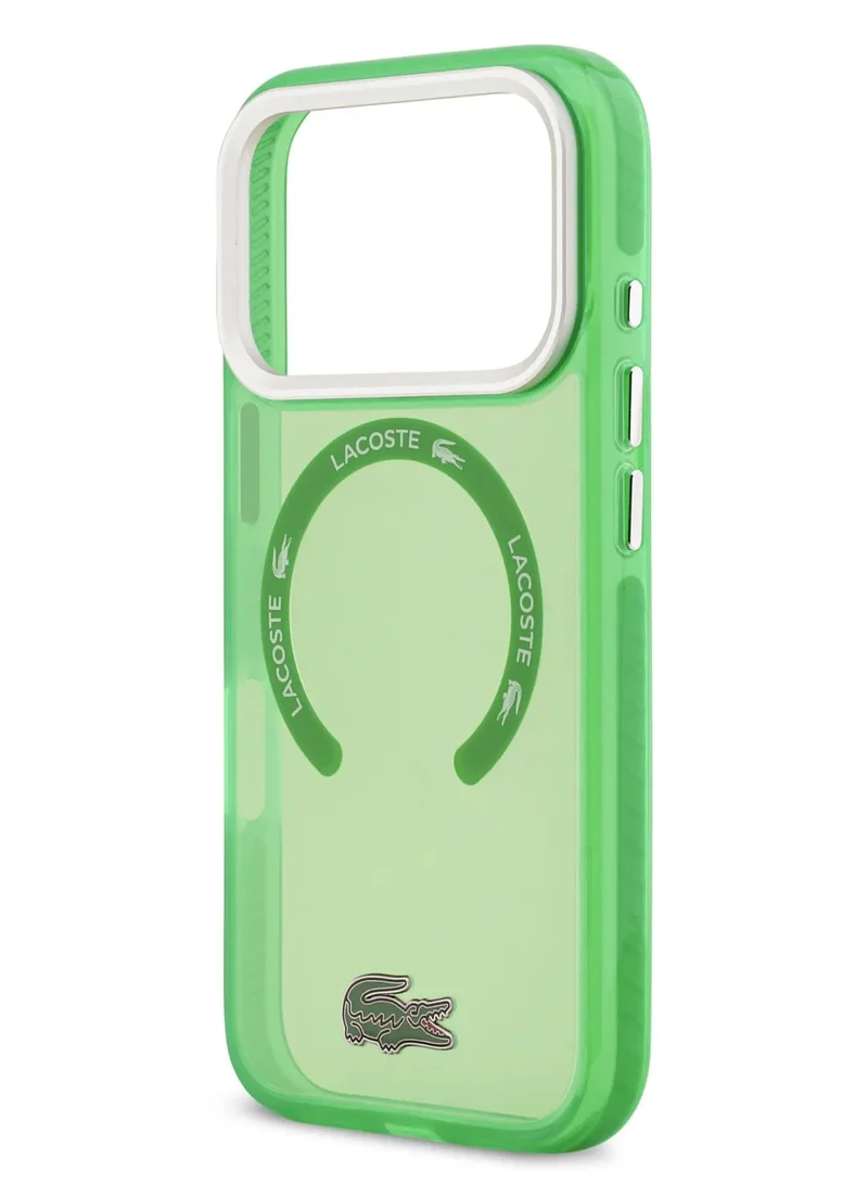 لاكوست جراب MagSafe لهاتف iPhone 17 Pro / جراب شفاف من مادة TPU+PC بلمسة نهائية غير لامعة / غطاء خلفي لجهاز iPhone 17 Pro - أخضر استراجون