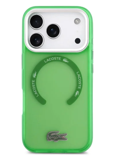 LACOSTE iPhone 17 Pro MagSafe Case / Transparent TPU+PC Case With Frosted Finish / iP 17 Pro Back Cover - Estragon Green