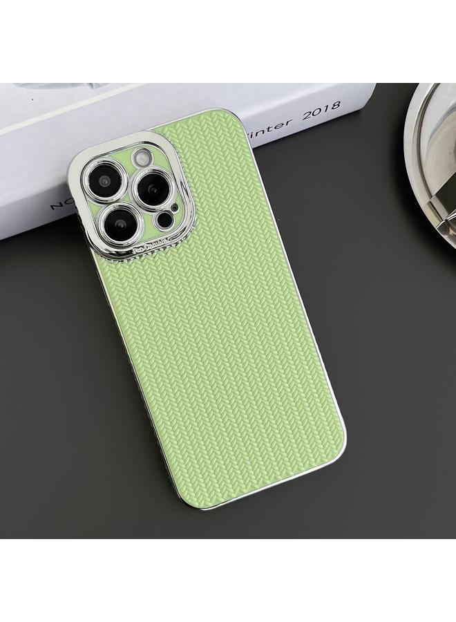 S-TOP Case For iPhone 15 Plus Electroplated Silver Edge Grain Texture TPU Phone Case - Image 2