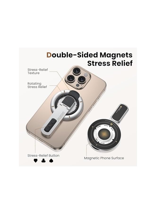S-TOP Magnetic Phone Hand Holder with Double-Sided Magnet & Removable Design, Adjustable Kickstand and 360° Rotation, Compatible for iPhone 16/15/14/13/12 Series and Universal Smartphone Desk Stand (White) - Image 2
