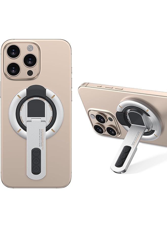 S-TOP Magnetic Phone Hand Holder with Double-Sided Magnet & Removable Design, Adjustable Kickstand and 360° Rotation, Compatible for iPhone 16/15/14/13/12 Series and Universal Smartphone Desk Stand (White) - Image 1