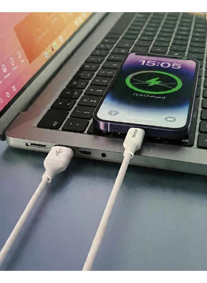 Mass Fast Charge Cable, 1 M Length, 3A Max, Charge and Data, white, Lightning, Model: MA-01 - 1 Year Local Warranty. - Image 5