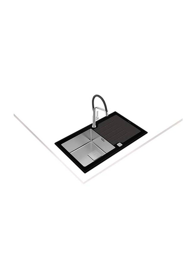 TEKA Diamond Rs15 1B 1D 86 Auto Inset Glass 1 Bowl Sink With One Bowl And One Drainer Black Glass 860x510x200mmmm - Image 2