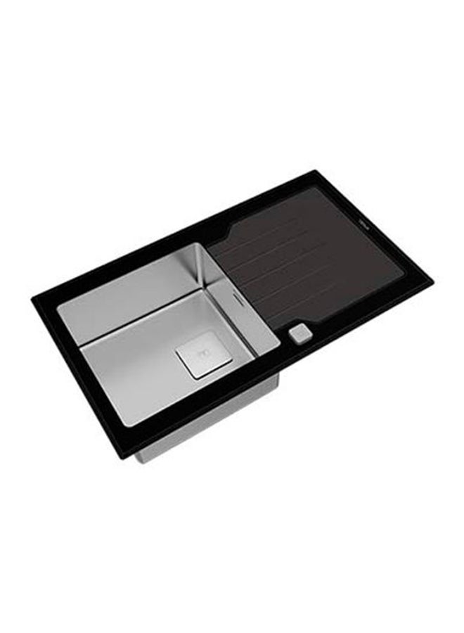 TEKA Diamond Rs15 1B 1D 86 Auto Inset Glass 1 Bowl Sink With One Bowl And One Drainer Black Glass 860x510x200mmmm - Image 3