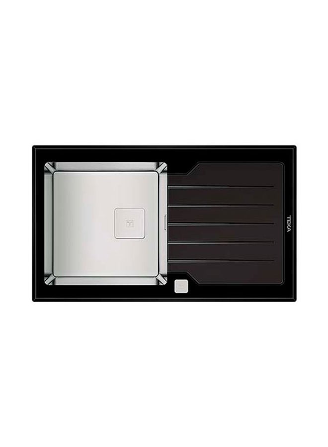 TEKA Diamond Rs15 1B 1D 86 Auto Inset Glass 1 Bowl Sink With One Bowl And One Drainer Black Glass 860x510x200mmmm - Image 1