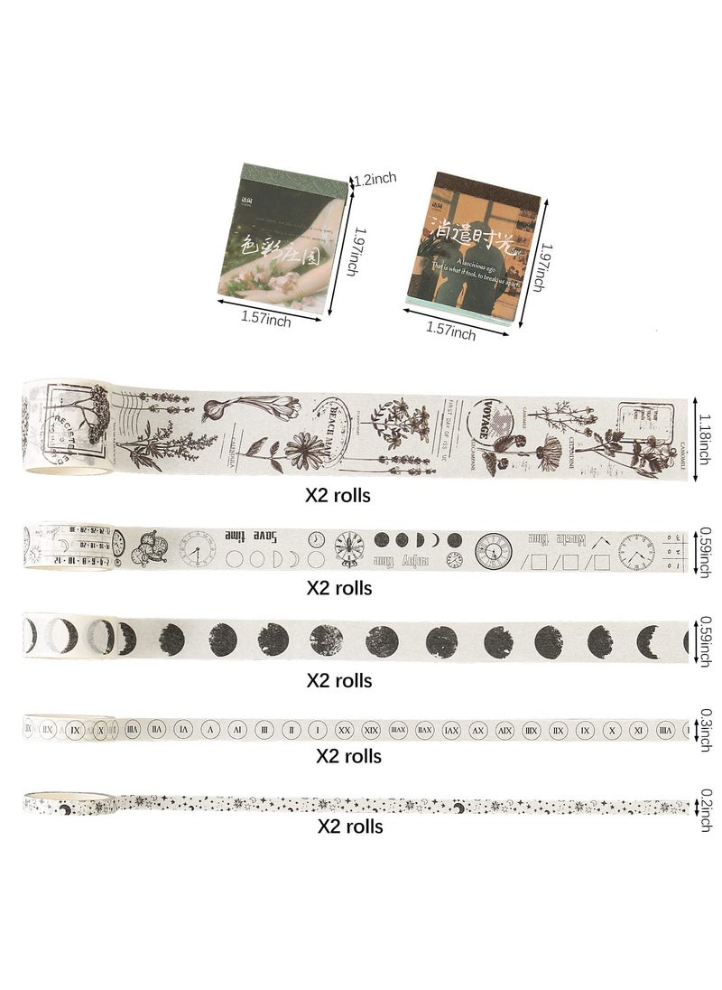 SYOSI - Scrapbook Paper, Vintage DIY Diary Decorative Antique Scrapbooking Magazine Decorative Paper Stamps 800 Pieces of Scrapbooking and 10 Rolls of Stickers and 1 Craft Scissors for Notebook Scrapbooking - Image 1