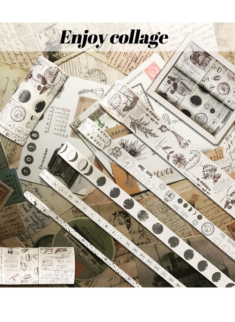 SYOSI - Scrapbook Paper, Vintage DIY Diary Decorative Antique Scrapbooking Magazine Decorative Paper Stamps 800 Pieces of Scrapbooking and 10 Rolls of Stickers and 1 Craft Scissors for Notebook Scrapbooking - Image 1