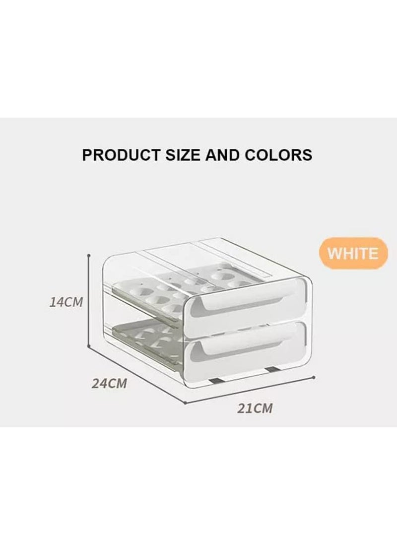 Matiko Matiko Refrigerator Organizer Bins 32 Grid Large Capacity Egg Holder for Refrigerator MultiLayer Chicken Egg Storage Container 2Layer Drawer Type Egg Fresh Storage Box Plastic Egg Holder 2  - Image 3