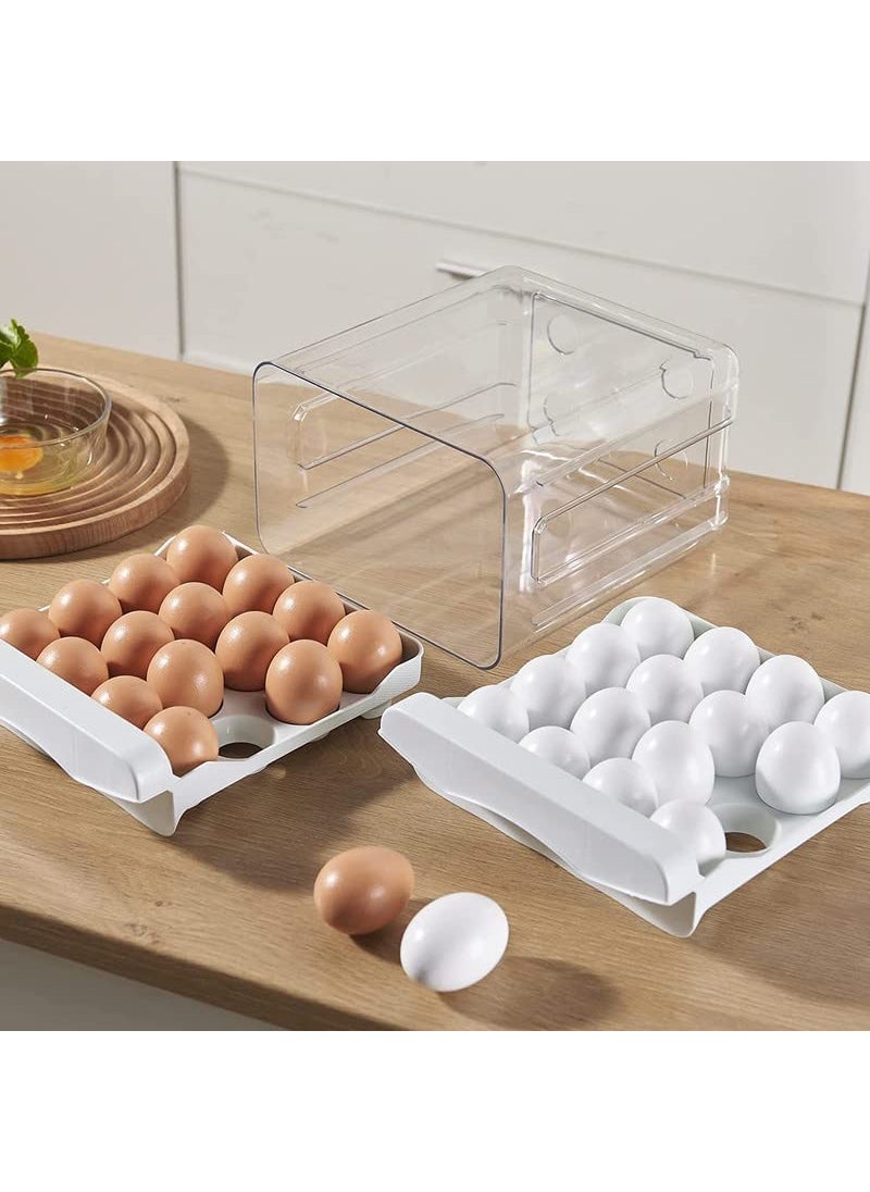 Matiko Matiko Refrigerator Organizer Bins 32 Grid Large Capacity Egg Holder for Refrigerator MultiLayer Chicken Egg Storage Container 2Layer Drawer Type Egg Fresh Storage Box Plastic Egg Holder 2  - Image 2