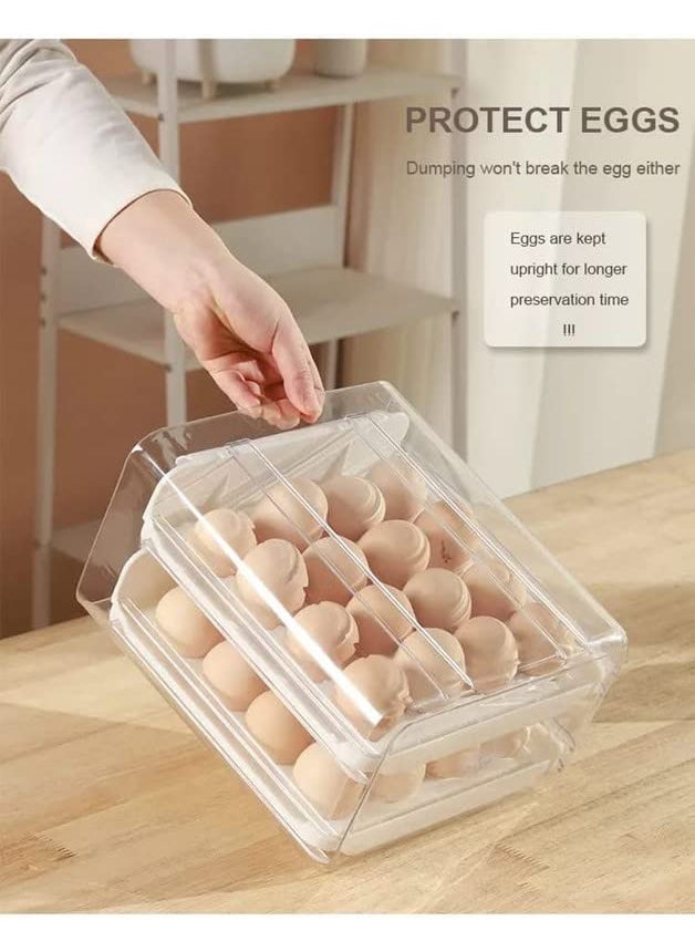 Matiko Matiko Refrigerator Organizer Bins 32 Grid Large Capacity Egg Holder for Refrigerator MultiLayer Chicken Egg Storage Container 2Layer Drawer Type Egg Fresh Storage Box Plastic Egg Holder 2  - Image 5