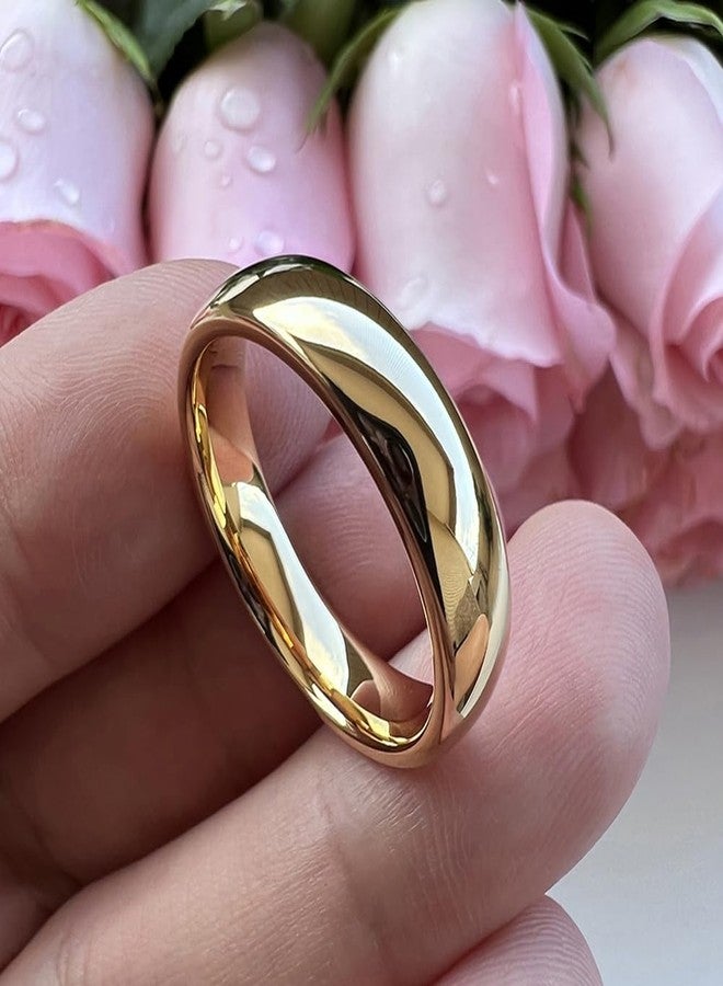 TUTISS 6mm Gold Tungsten Rings for Men Women Engagement Wedding Bands Domed Polished I Love You Engraved Comfort Fit Size 11 - Image 3