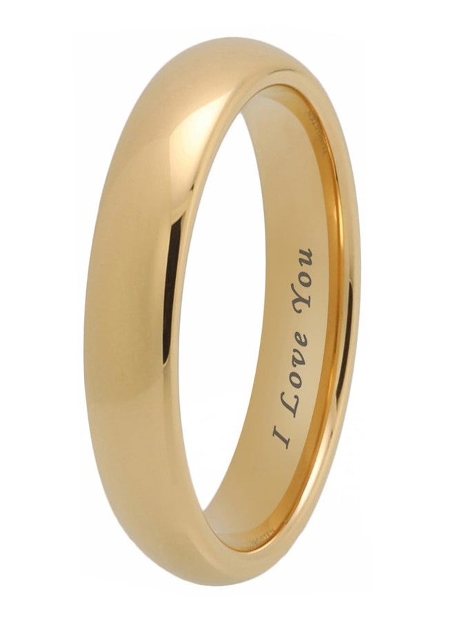 TUTISS 6mm Gold Tungsten Rings for Men Women Engagement Wedding Bands Domed Polished I Love You Engraved Comfort Fit Size 11 - Image 1
