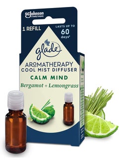 Glade Glade Aromatherapy Essential Oil Diffuser Refill, Cool Mist Aromatherapy Diffuser& Air Freshener for Home, Calm Mind with Bergamot& Lemongrass Scent, 17.4 ml 