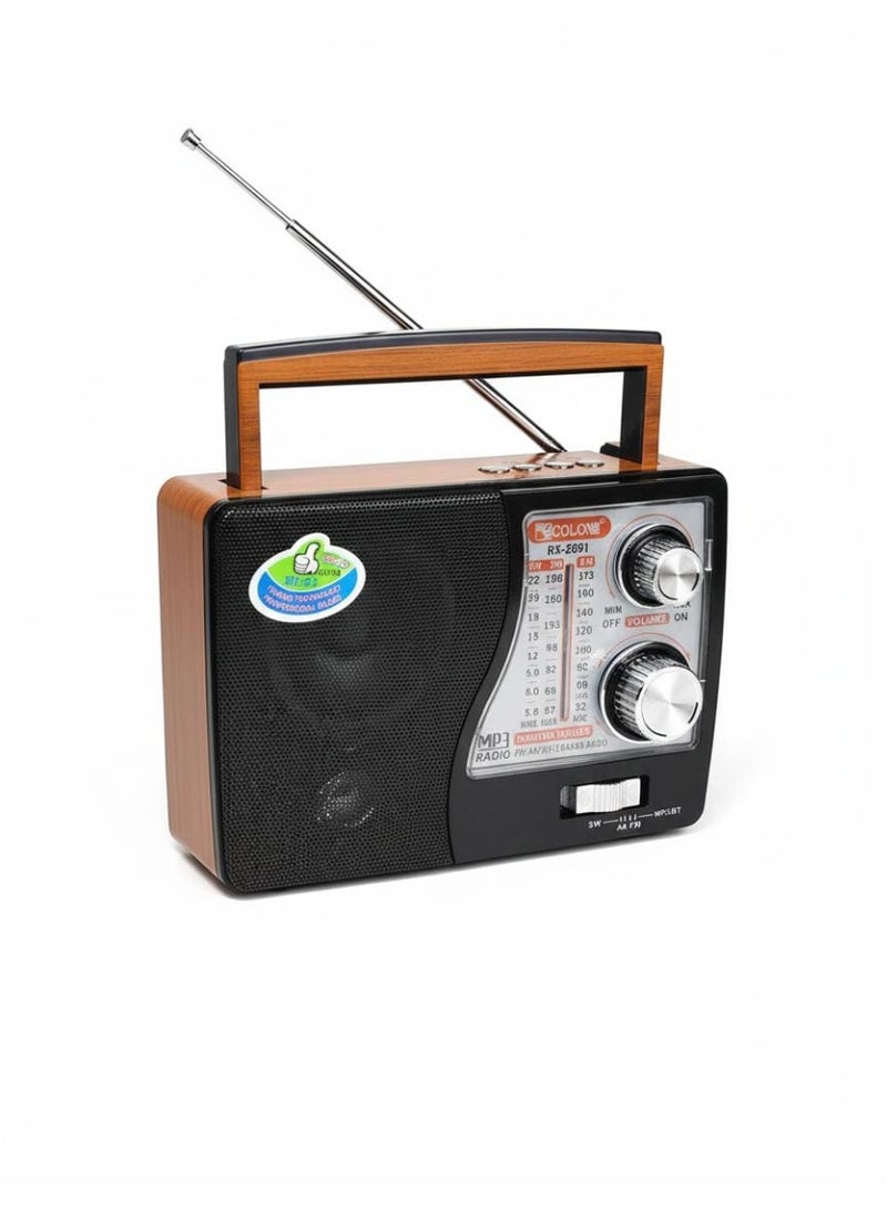 Golon Jolon Portable Wooden Bluetooth Radio – FM/AM/SW and Triple Use - Image 1