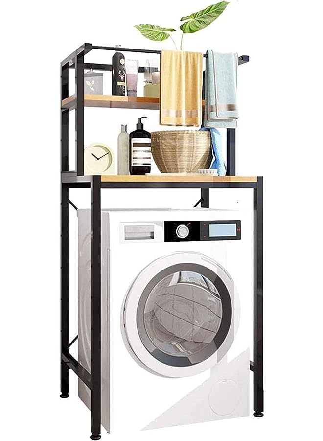 Space Saver, Over The Drum Washing Machine Rack, Bathroom Corner Stand Storage Organizer Accessories, Bathroom Tower Shelf, Space Saver. (2 Shelf, Black)  - Image 1