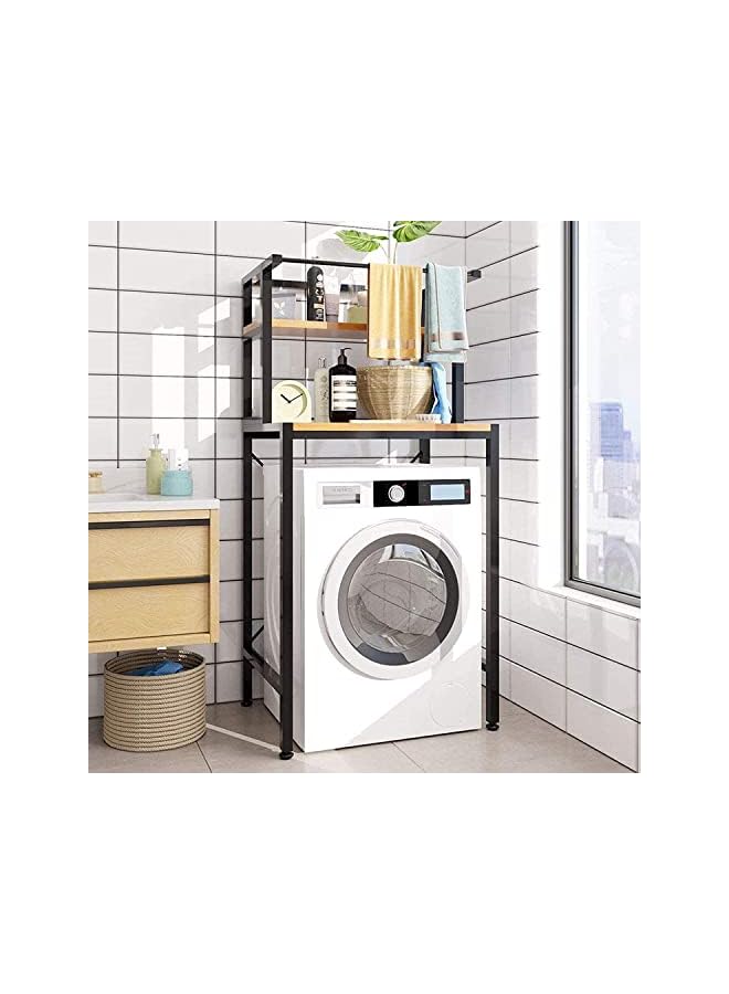 Space Saver, Over The Drum Washing Machine Rack, Bathroom Corner Stand Storage Organizer Accessories, Bathroom Tower Shelf, Space Saver. (2 Shelf, Black)  - Image 3