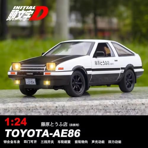 Invite Enterprise Invite 1:24 Scale Toyota AE86 Die-Cast Model Car – Alloy Metal Pullback Toy Car with Openable Doors, Lights & Music – Luxury Sports Car Toy for Kids & Collectors (1:24 Toyota AE86-White Color) - Image 5