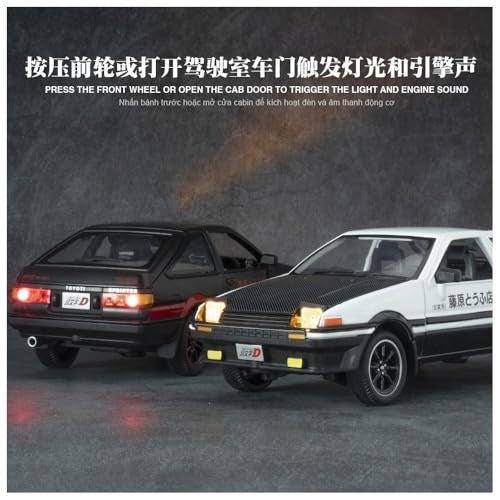 Invite Enterprise Invite 1:24 Scale Toyota AE86 Die-Cast Model Car – Alloy Metal Pullback Toy Car with Openable Doors, Lights & Music – Luxury Sports Car Toy for Kids & Collectors (1:24 Toyota AE86-White Color) - Image 3