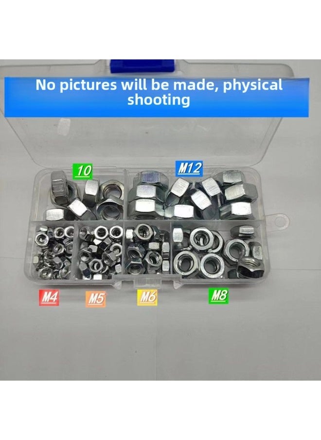 Generic - Galvanized Suit Nut Hexagon Nut DIY Mixed Assembly Household Daquan GB Nut Mixed Assembly-Color:Household Nut Set Hanging Or Not + Universal Wrench 6inch - Image 1