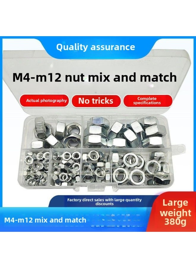 Generic - Galvanized Suit Nut Hexagon Nut DIY Mixed Assembly Household Daquan GB Nut Mixed Assembly-Color:Household Nut Set Hanging Or Not + Universal Wrench 6inch - Image 1