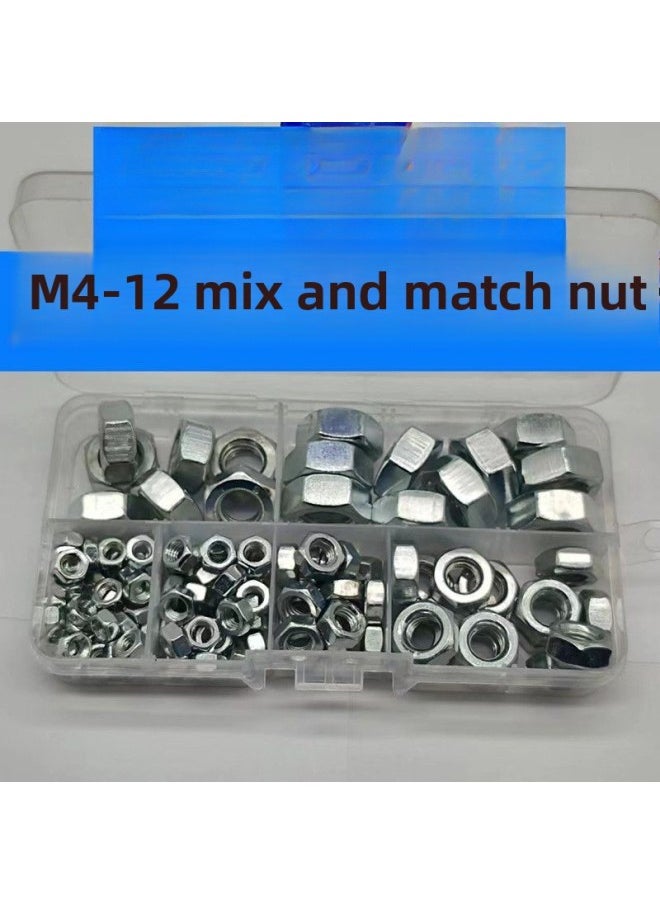 Generic - Galvanized Suit Nut Hexagon Nut DIY Mixed Assembly Household Daquan GB Nut Mixed Assembly-Color:Household Nut Set Hanging Or Not + Universal Wrench 6inch - Image 1