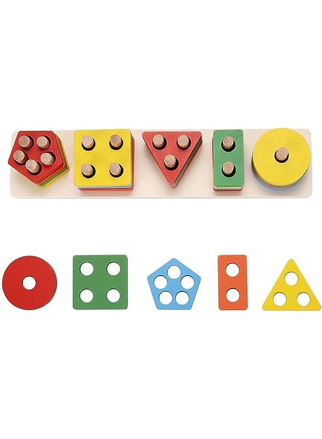 IAF Stacking Toys for Toddlers and Kids Preschool Educational Toys | Shape Color Recognition Geometric Blocks Matching Puzzle with Lacing String | Learning Puzzles Gift for Babies - Image 2