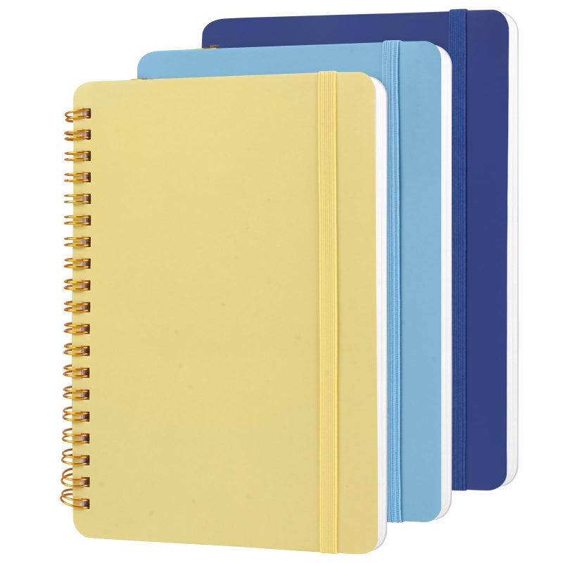 Utron 3 PCS Small Spiral Notebook 5x7, Notebooks for Note Taking, Blue Color Scheme Spiral Journal Notebook, Work Notebook Small Notebooks 5x7 with Strap, Cute Notebooks for Women 70 Sheets/Note Books - Image 1