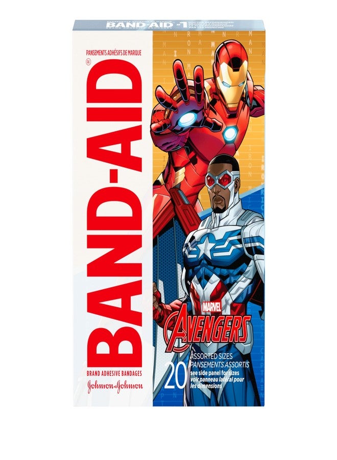 Band-Aid Brand Adhesive Bandages for Minor Cuts & Scrapes, Wound Care Featuring Marvel Avengers Characters, Fun Decorative Bandages for Kids & Toddlers, Assorted Sizes, 20 ct - Image 1