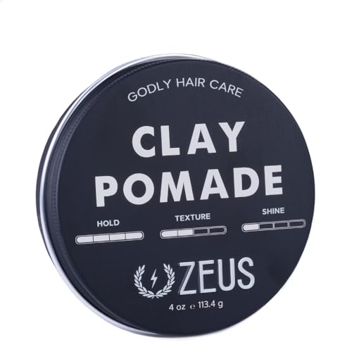 ZEUS Clay Pomade for Men, Matte Finish, Water Soluble & Extra Firm Hold Hair Styling Clay Pomade – MADE IN USA (4 oz.) - Image 1