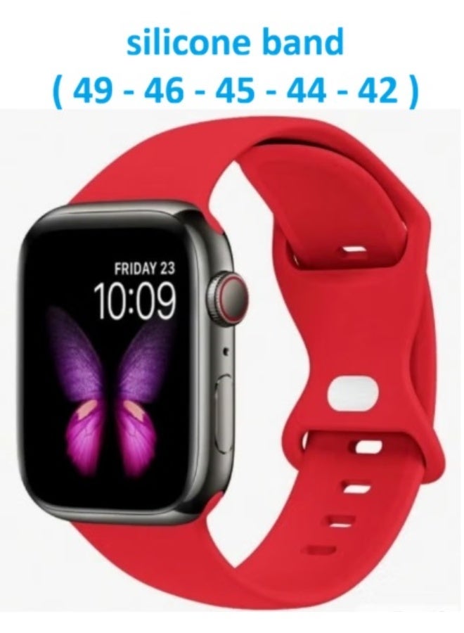 سوار رياضي من السيليكون متوافق مع سوار ساعة أبل بمقاسات 42 مم، 44 مم، 45 مم، 46 مم، 49 مم - احمر - Image 1