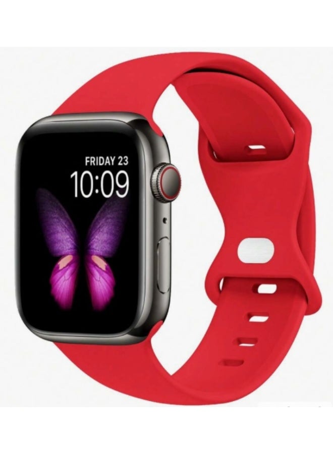 سوار رياضي من السيليكون متوافق مع سوار ساعة أبل بمقاسات 42 مم، 44 مم، 45 مم، 46 مم، 49 مم - احمر - Image 2