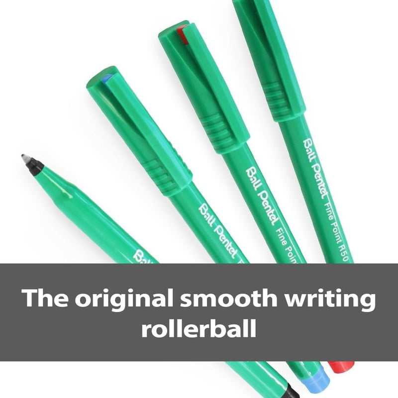 بنتل أقلام حبر جاف بنتل R50 ذات رأس رفيع - حبر أحمر - Image 2