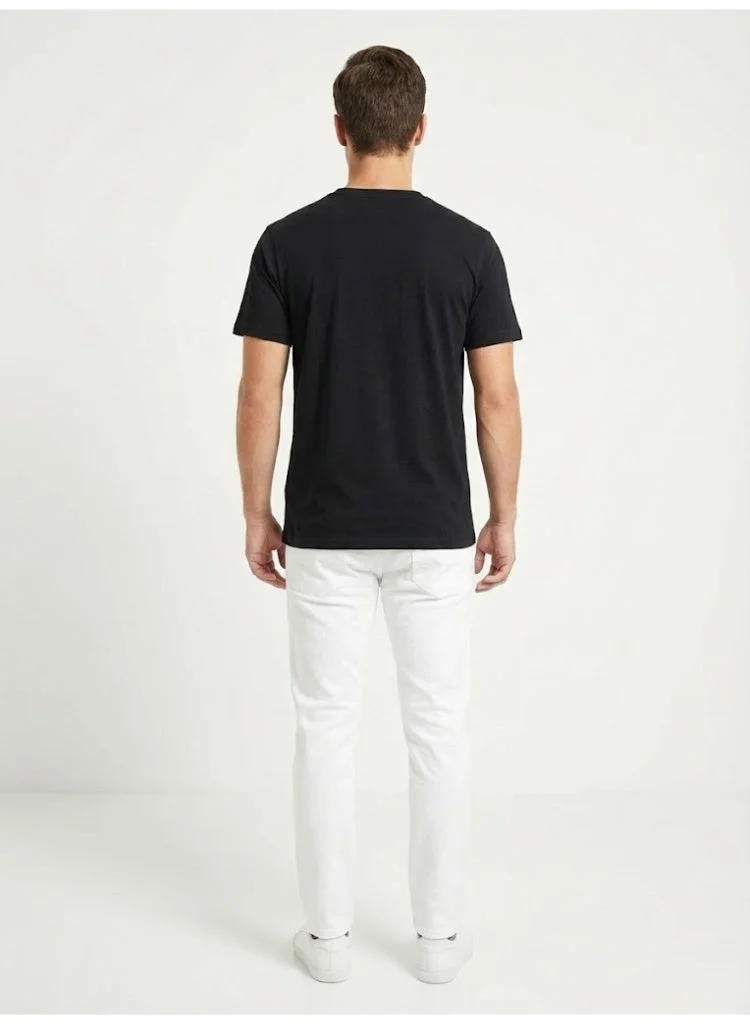 لعب البولو تيشيرت رجالي مطبوع - أسود