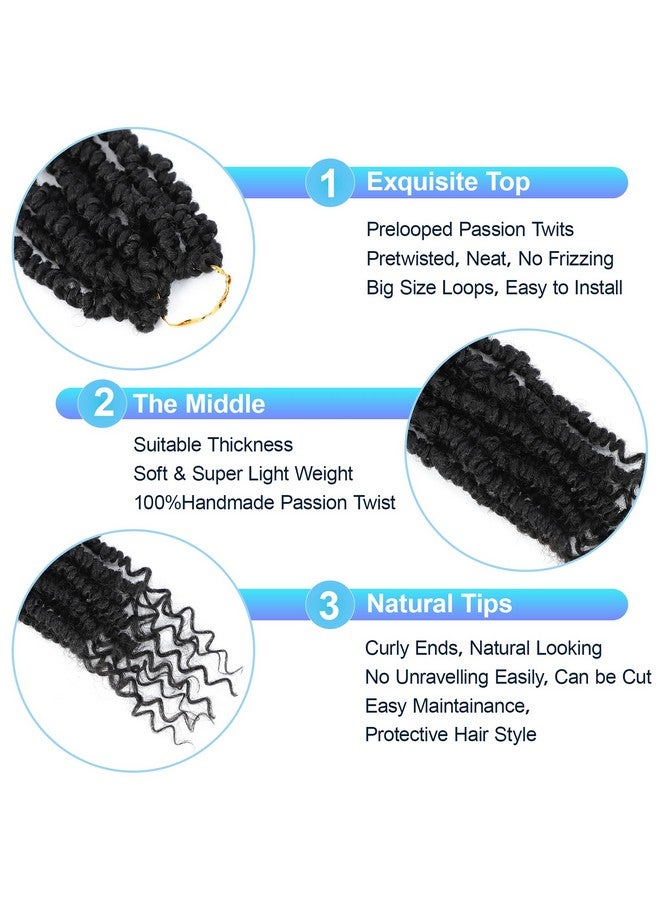 Befunny Passion Twist Crochet Hair12 Inch 9 Packs Pretwisted Passion Twist Hair Soft Pre Looped And Pre Twist Crochet Hair For Women，Short Black Curly Crochet Braids(121B) - Image 4